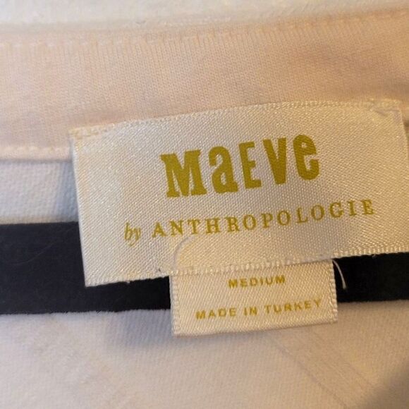 Maeve Anthropologie White Cozy Stripe Blouse Size M - Picture 3 of 6